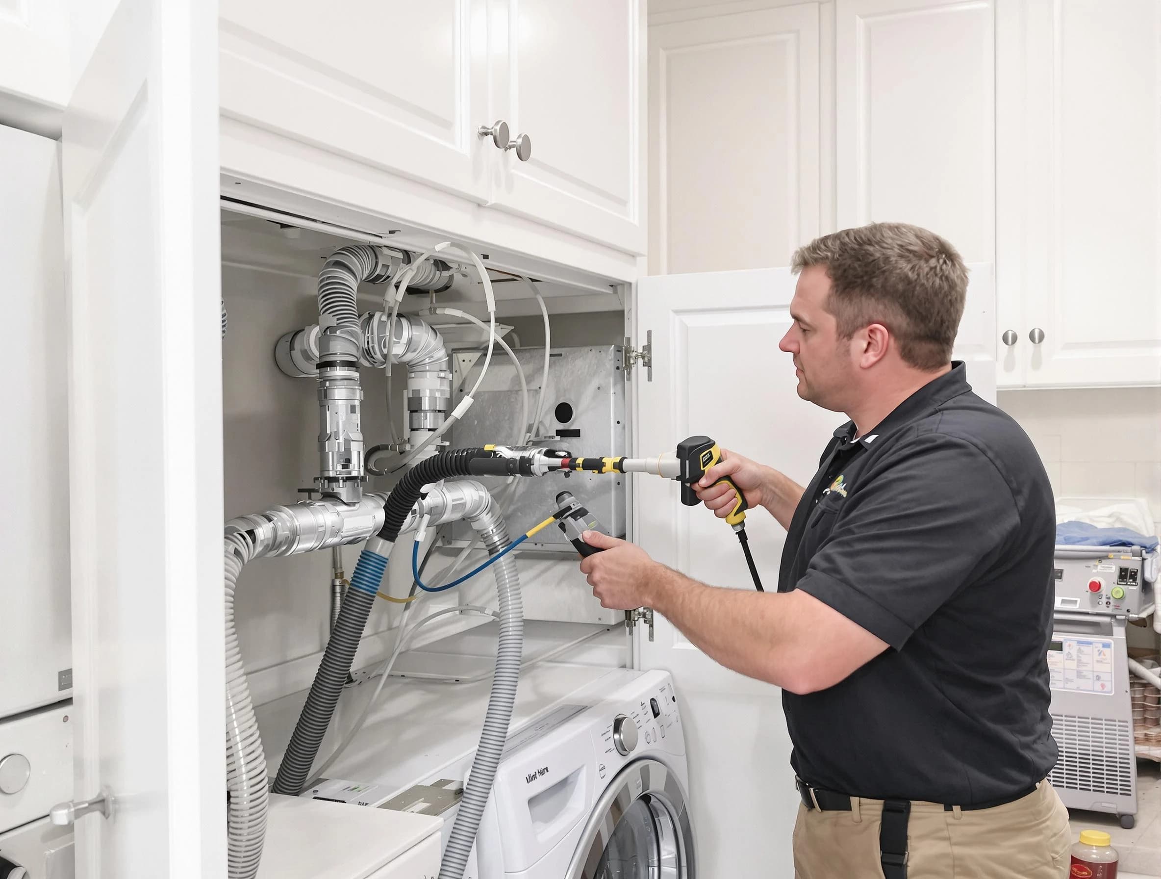 Hooper Dryer Vent Cleaning professional removing severe blockage from a clogged dryer vent in Hooper