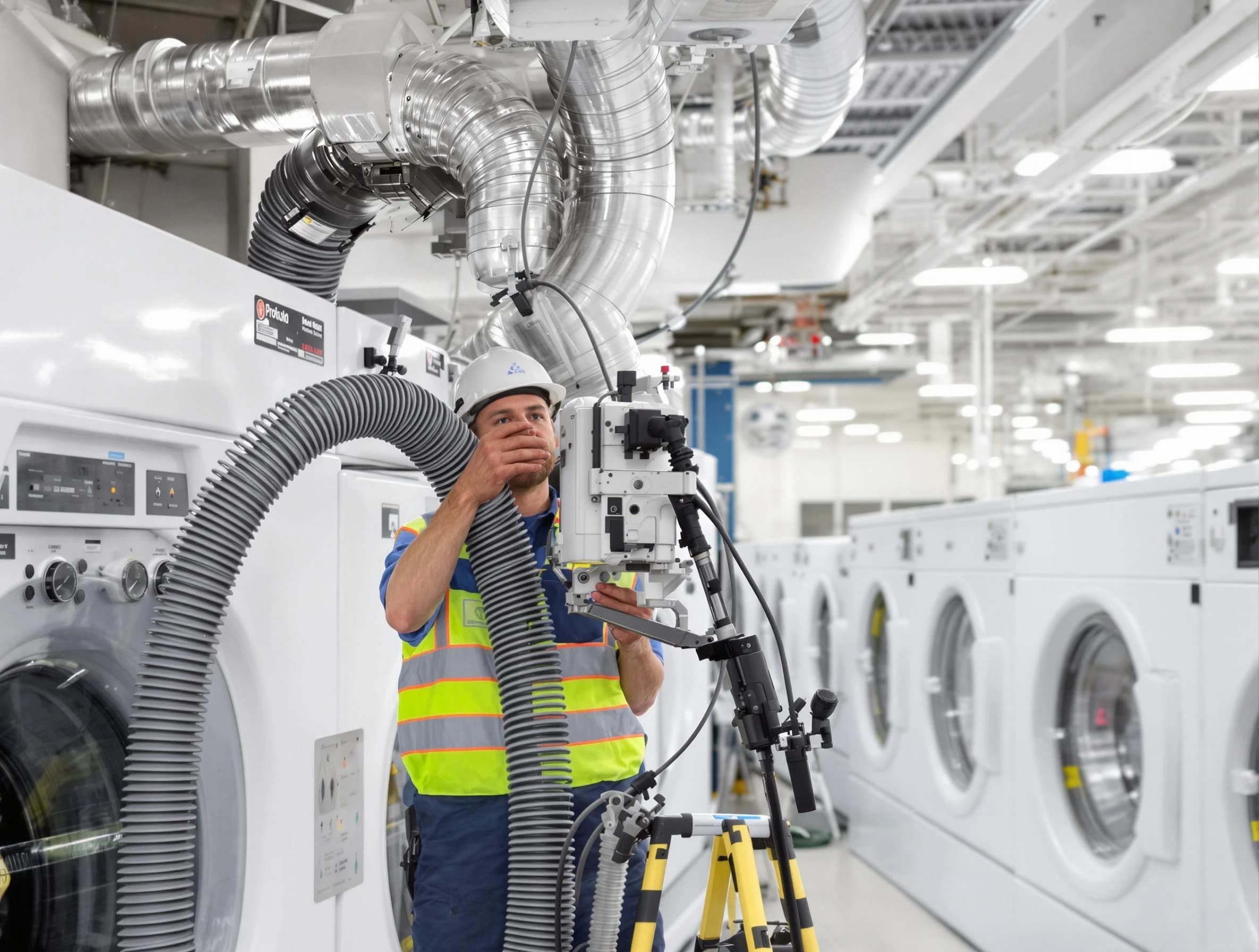 Hooper Dryer Vent Cleaning team performing commercial-grade dryer vent cleaning at a business facility in Hooper