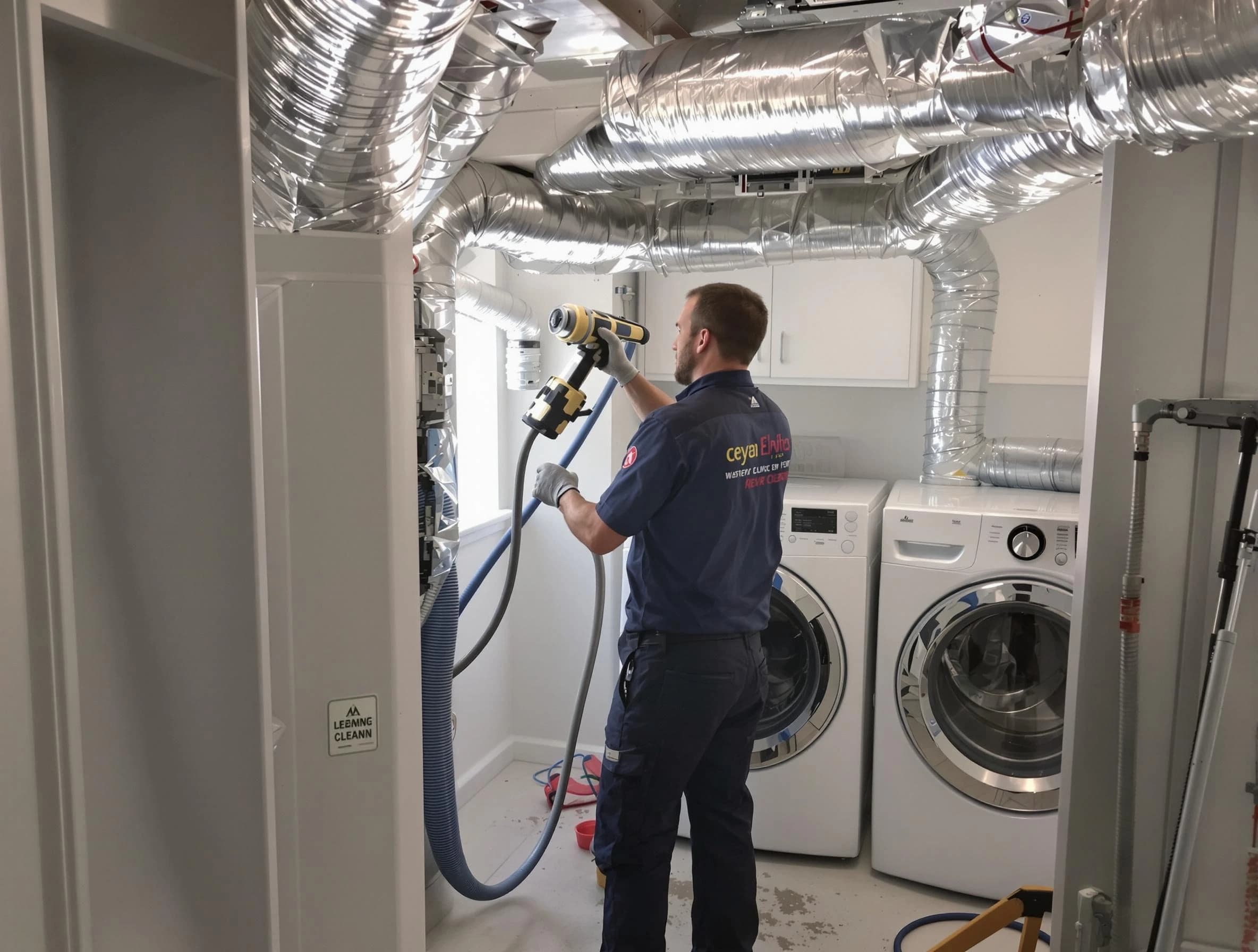 Hooper Dryer Vent Cleaning specialist using advanced equipment for thorough duct cleaning in Hooper
