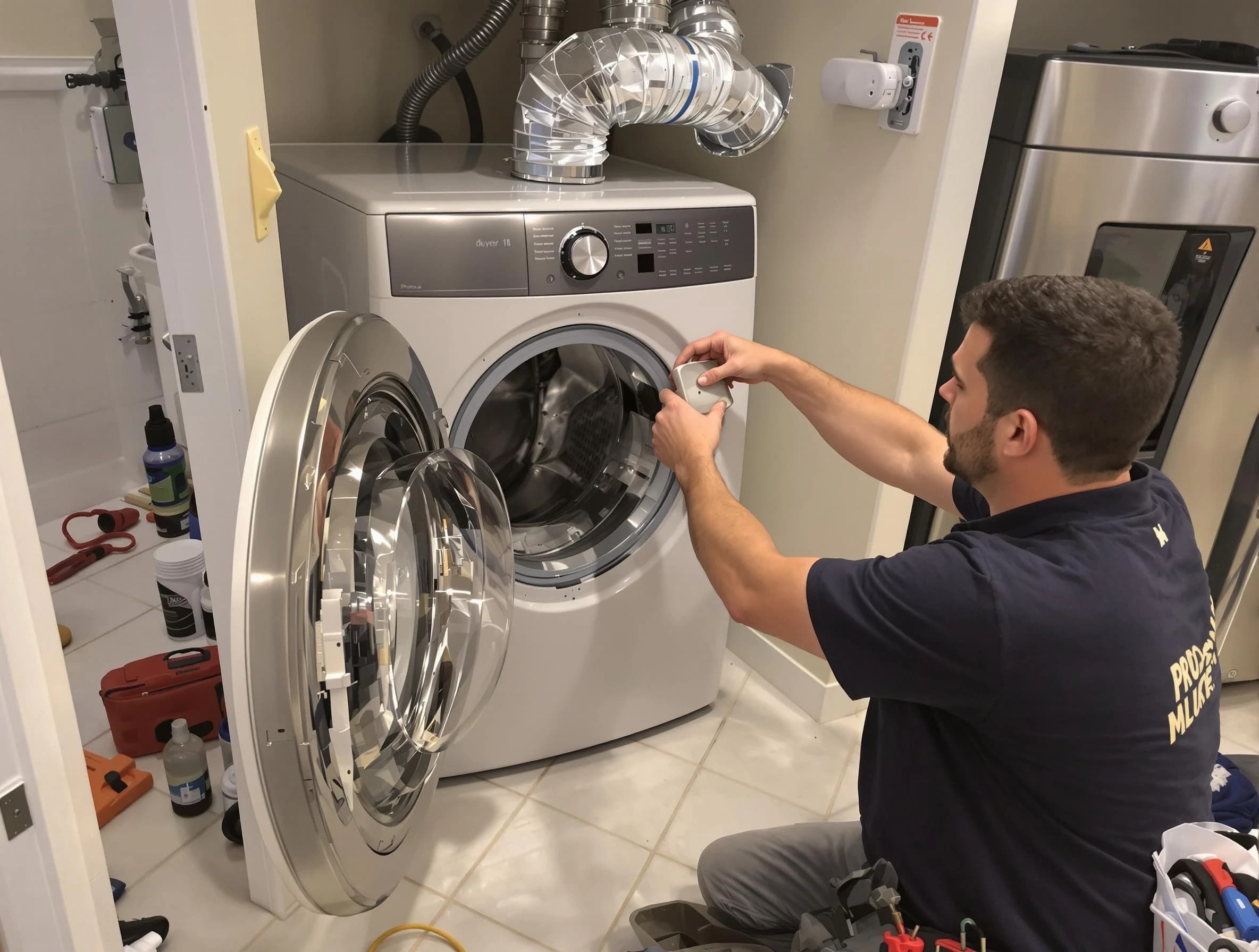 Hooper Dryer Vent Cleaning technician performing precise dryer vent hose installation in Hooper