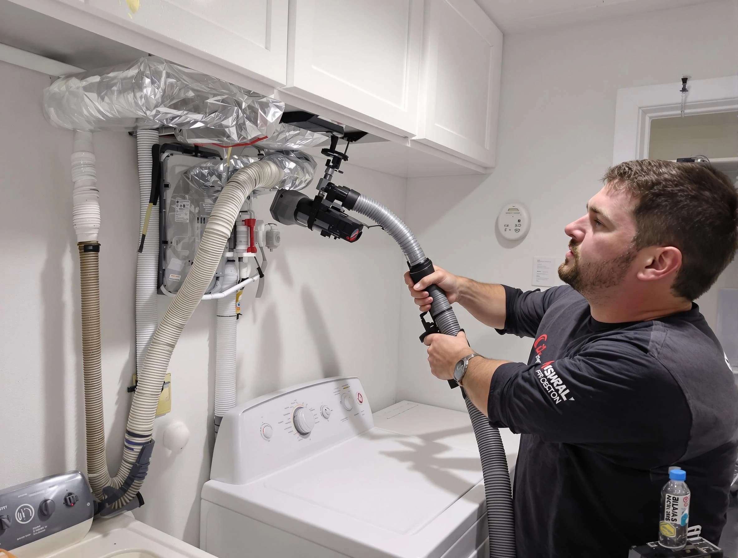 Hooper Dryer Vent Cleaning certified technician performing safety-focused gas dryer vent cleaning in Hooper