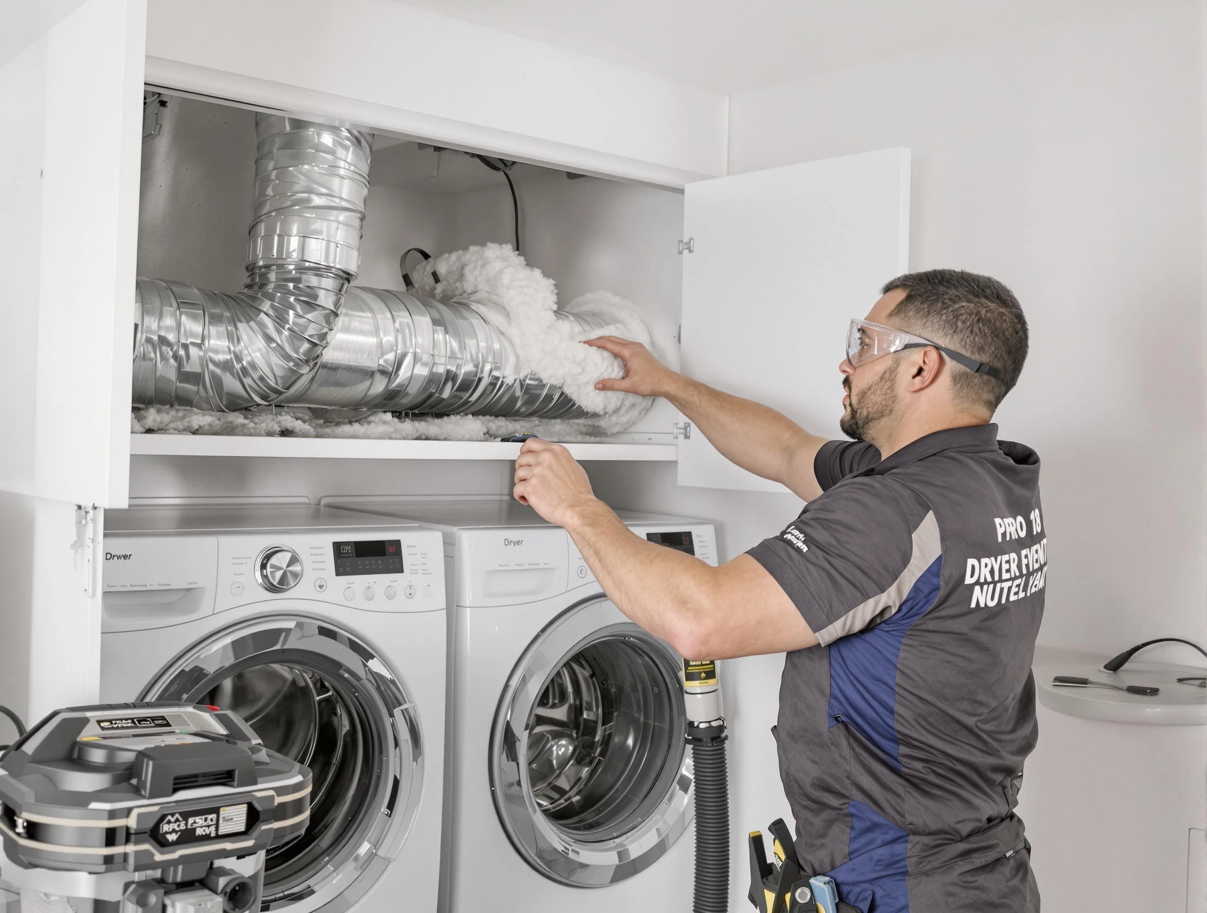 Hooper Dryer Vent Cleaning certified technician performing specialized gas dryer vent cleaning in Hooper